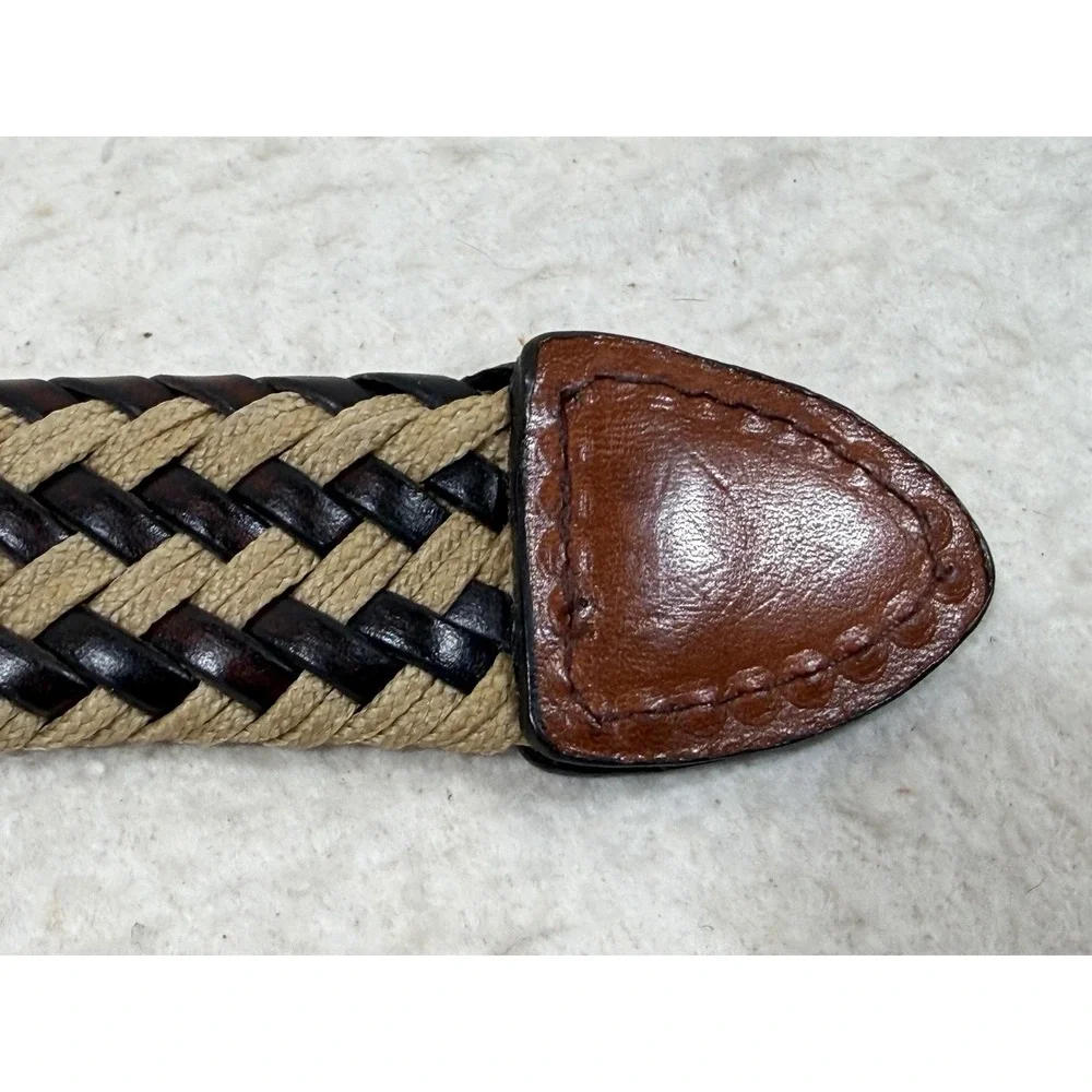 Mens Braided Leather Rope Belt Size 36 Brown Tan Black Preppy Boho Woven